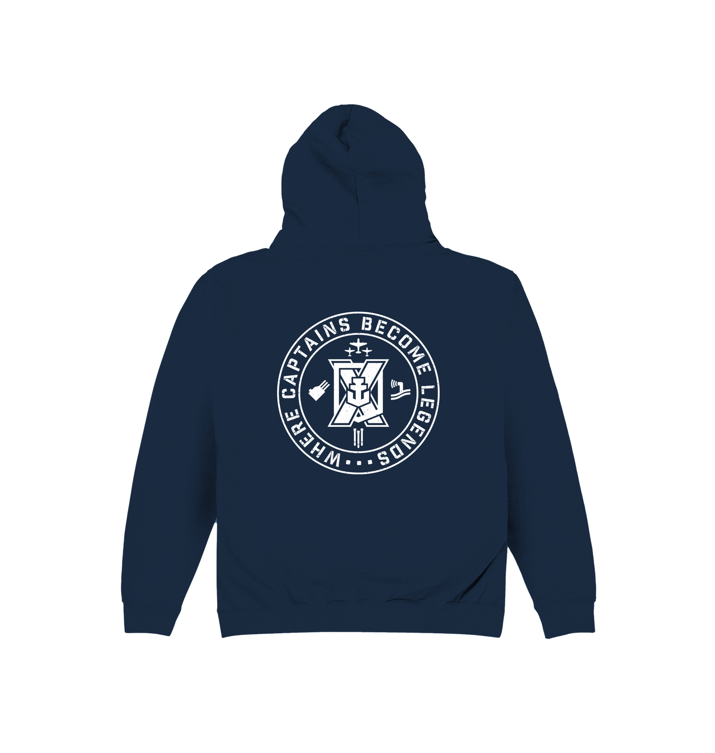 New French Navy Printed Hoody Back