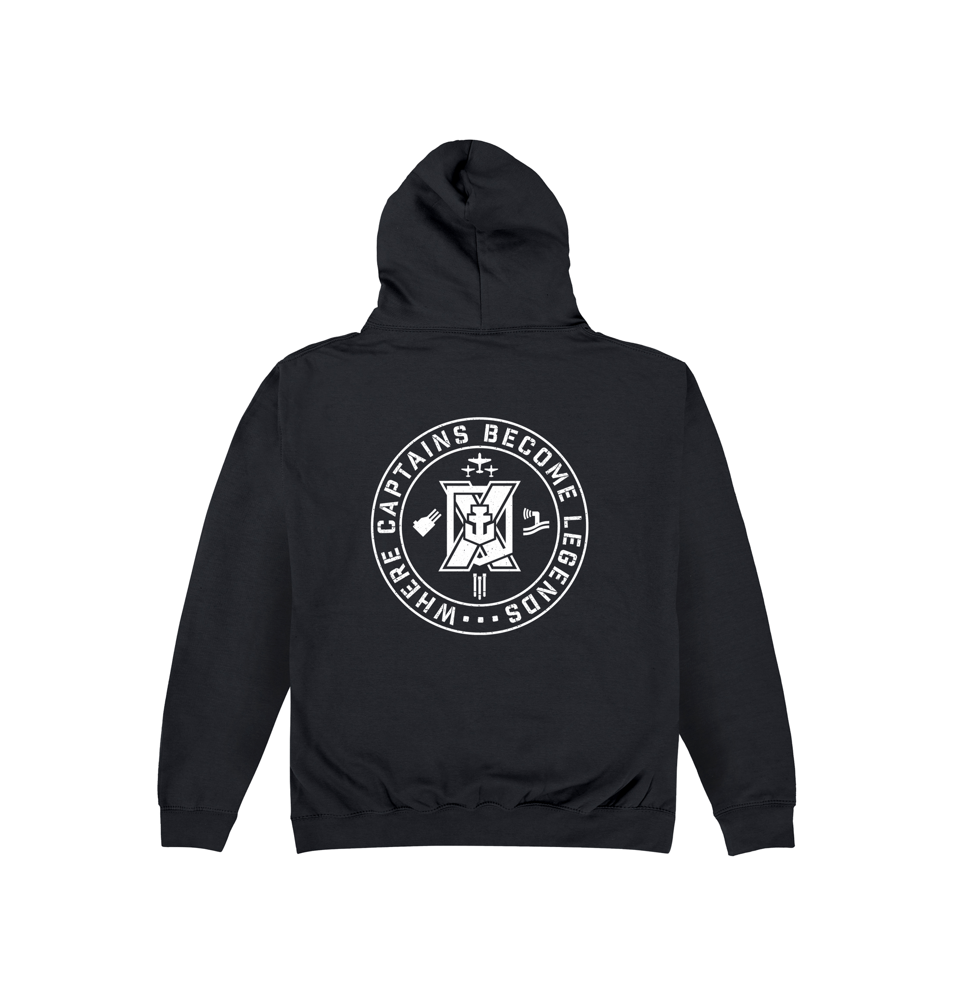 Jet Black Printed Hoody Back