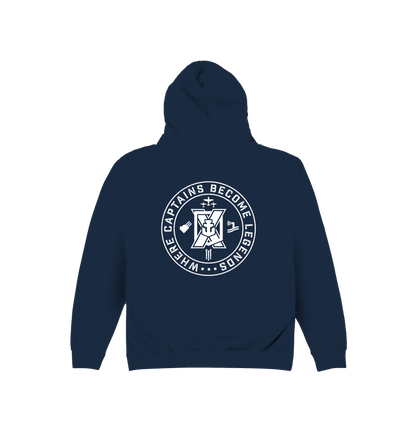 New French Navy Printed Hoody Back