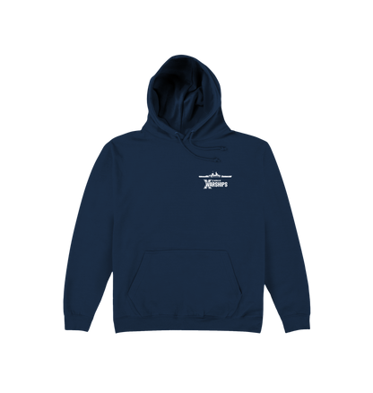 New French Navy Printed Hoody Front